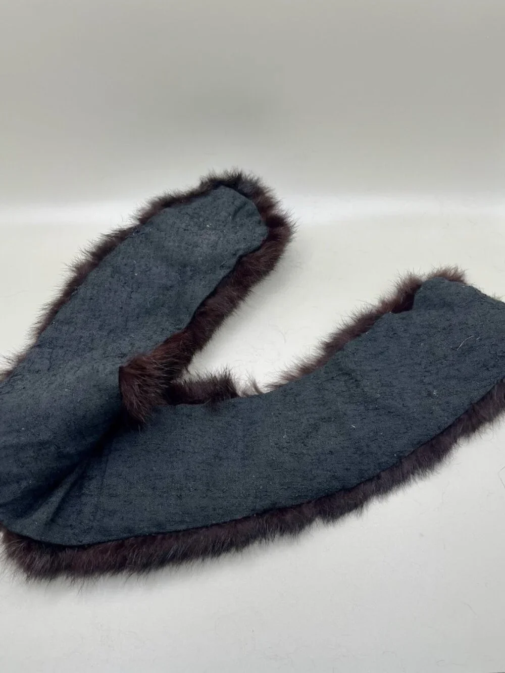 Vintage Dark Brown/Black Faux Fur Collar Neck Wrap 26”  Retro Mid Century MCM